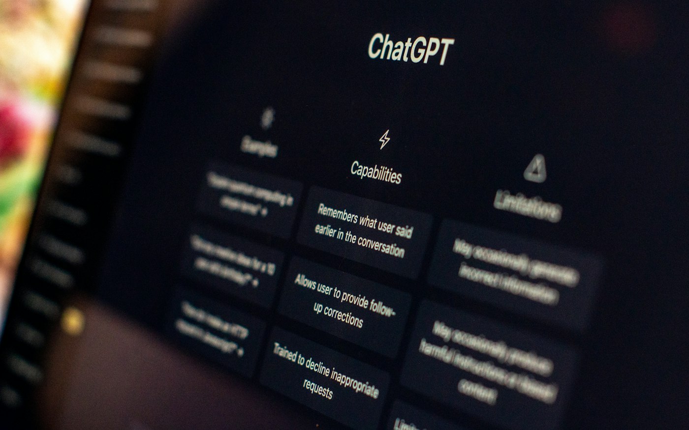 Generative AI tool on screen