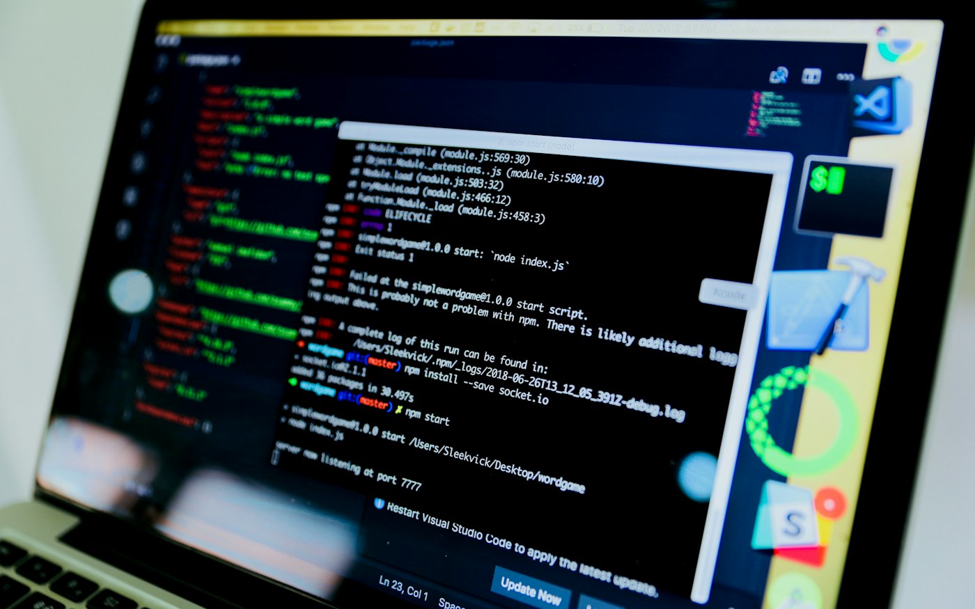 Command-line testing session
