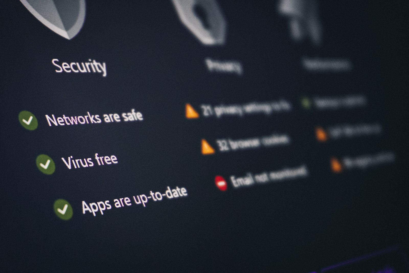 A security settings screen with passing checks